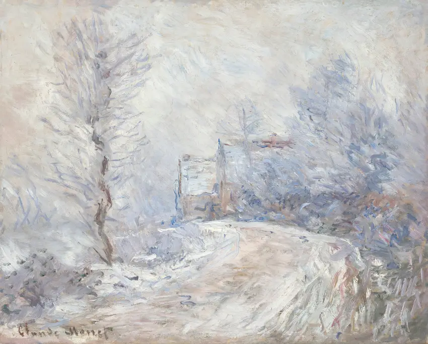 L’entrée de Giverny sous la neige (1885) by Claude Monet
