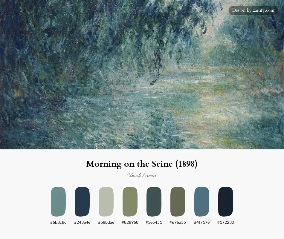 Morning on the Seine (1898)-palette by Claude Monet