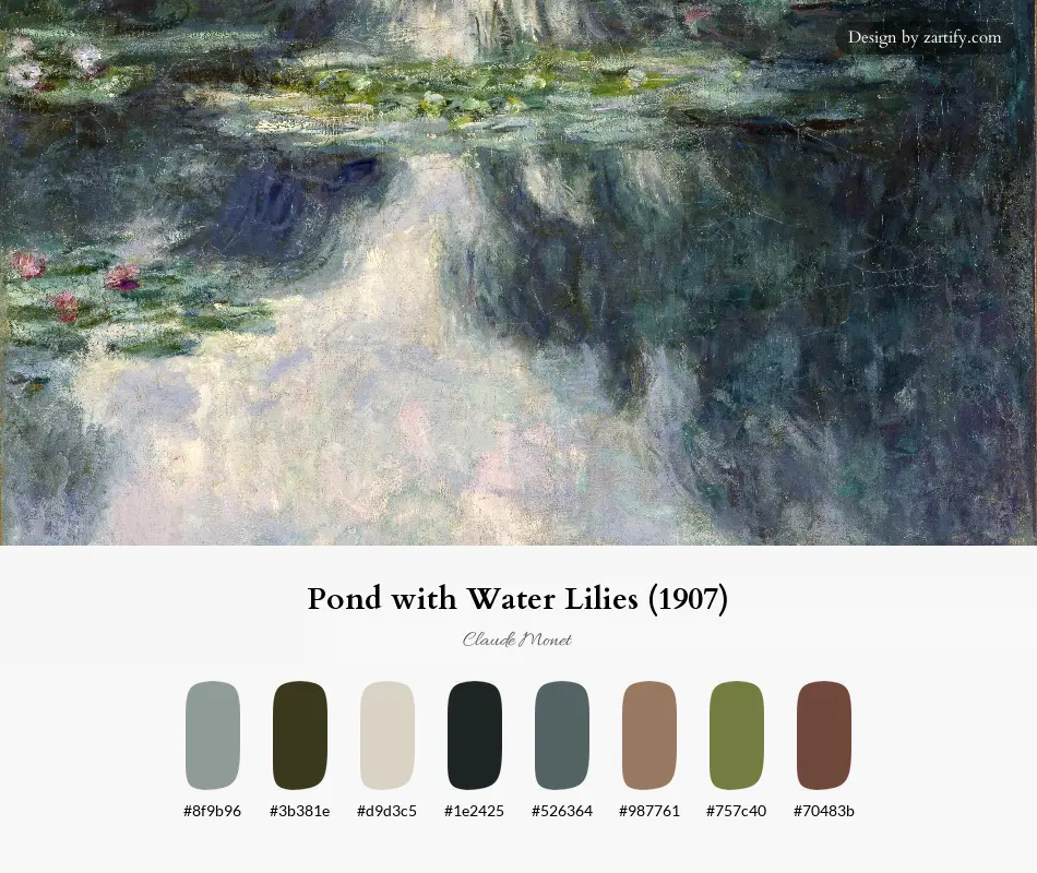 Pond with Water Lilies (1907)-palette by Claude Monet
