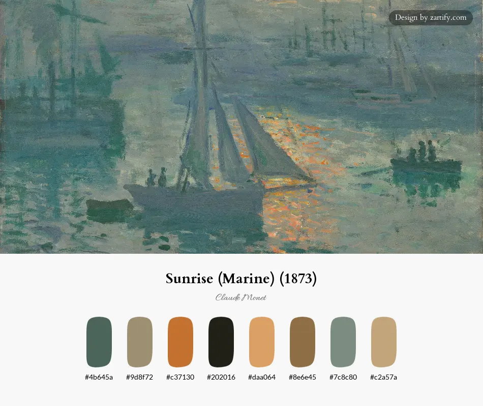 Sunrise (Marine) (1873)-palette by Claude Monet