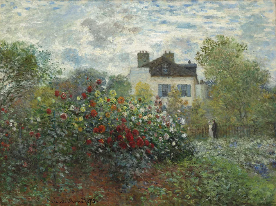 The Artist’s Garden in Argenteuil (A Corner of the Garden with Dahlias) (1873)-full by Claude Monet