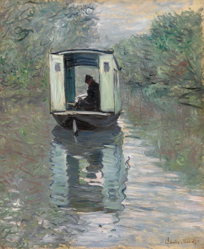 The Studio Boat (Le Bateau-atelier) (1876) by Claude Monet