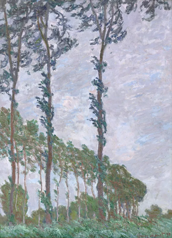 Wind Effect, Series of The Poplars (1891) by Claude Monet