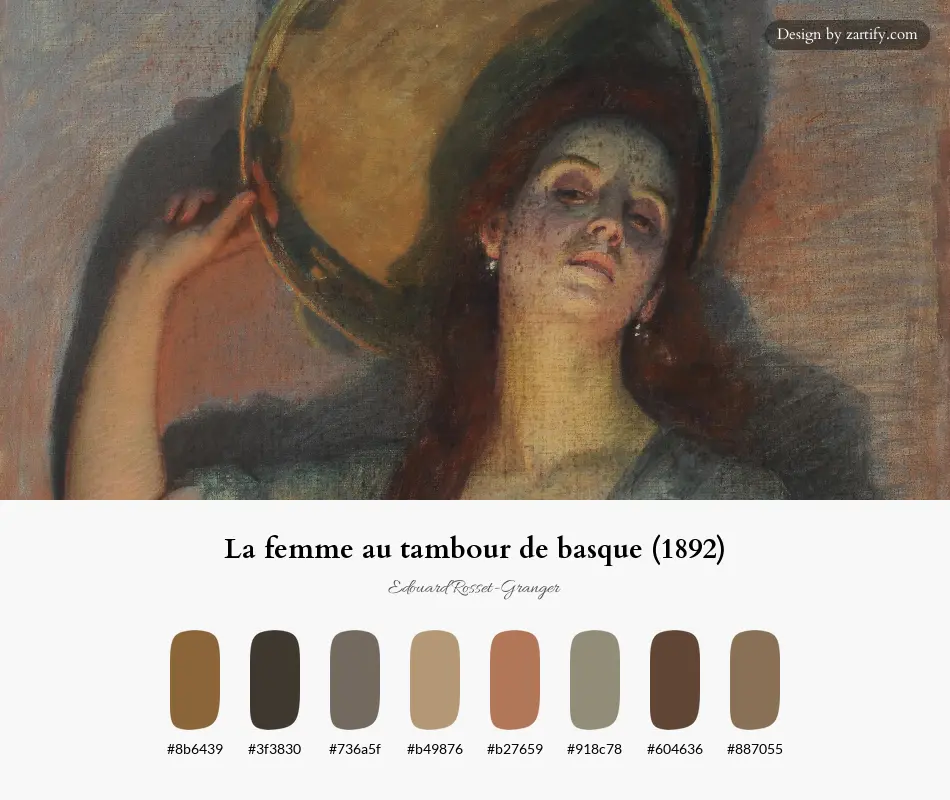La femme au tambour de basque (1892)-palette by Edouard Rosset-Granger