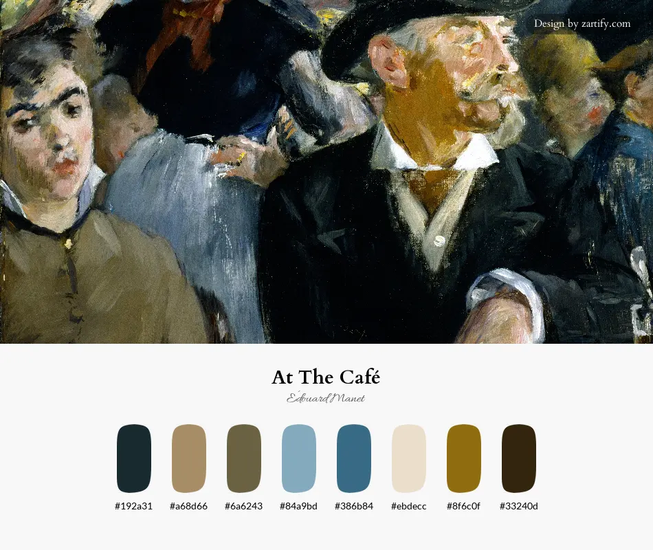 HEX color palette extracted from At The Café-palette by Édouard Manet