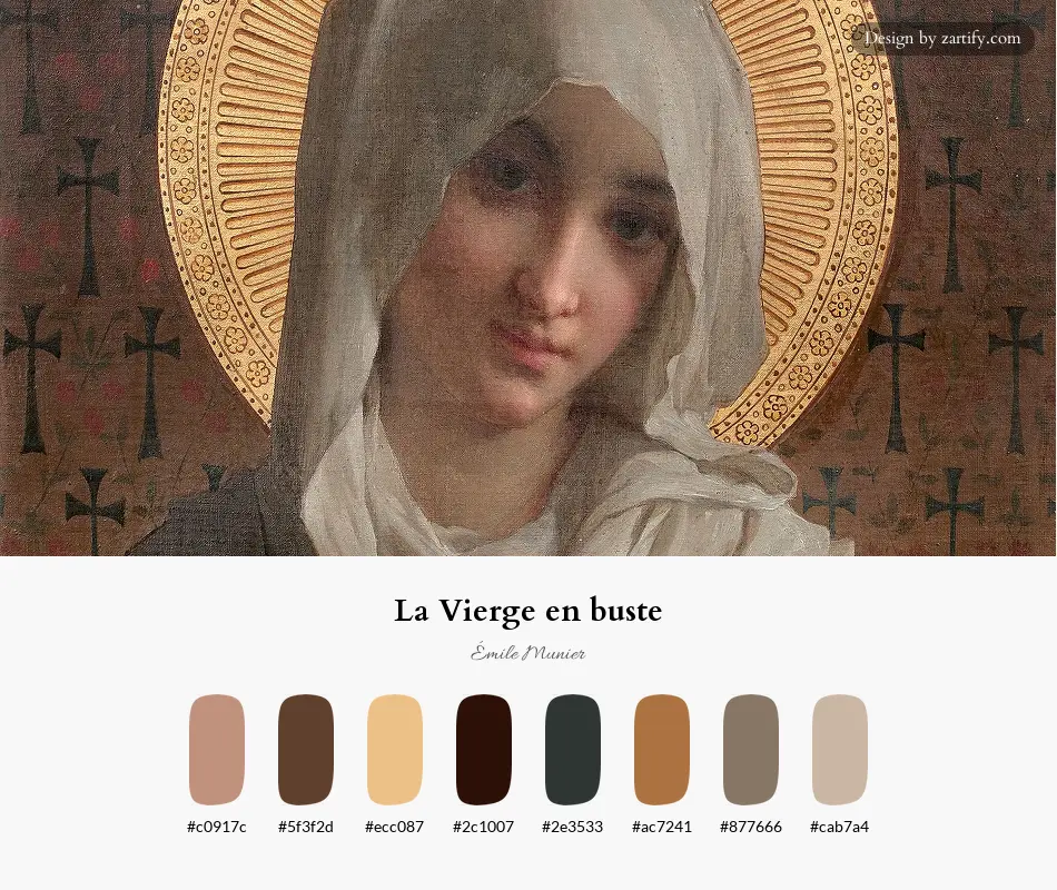 HEX color palette extracted from La Vierge en buste-palette by Émile Munier