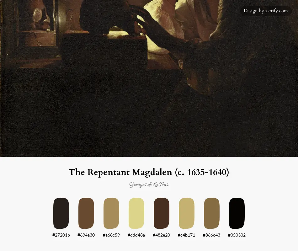 The Repentant Magdalen (c. 1635-1640)-palette by Georges de La Tour