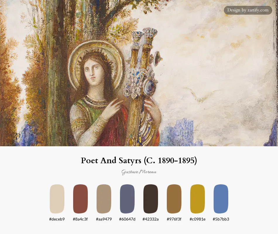 HEX color palette extracted from Poet And Satyrs (C. 1890-1895)-palette by Gustave Moreau
