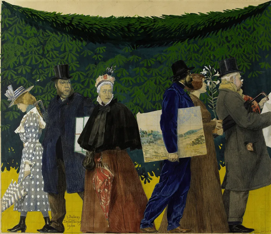 Promeneurs et artistes à l’exposition universelle de 1900. (1900)-full by Henri Bellery-Desfontaines