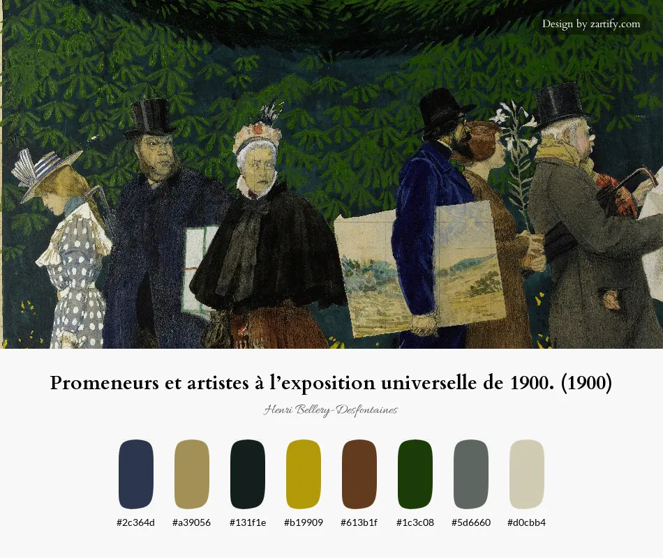 Promeneurs et artistes à l’exposition universelle de 1900. (1900)-palette by Henri Bellery-Desfontaines