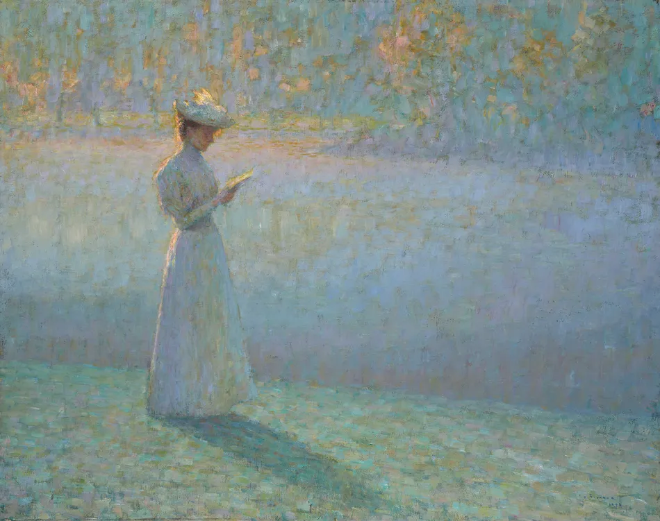 Femme lisant dans un paysage (1898) by Henri Le Sidaner