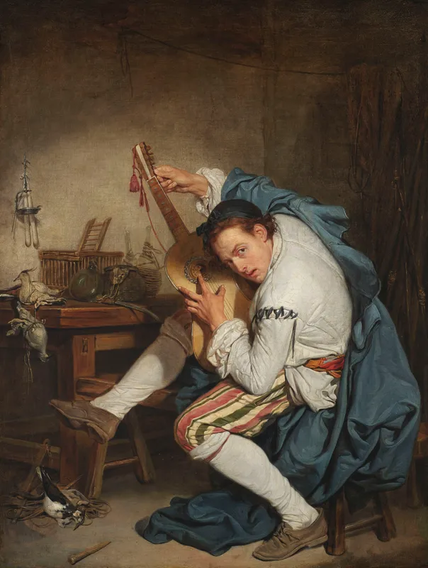 Guitar player (1755-1757)-full by Jean-Baptiste Greuze