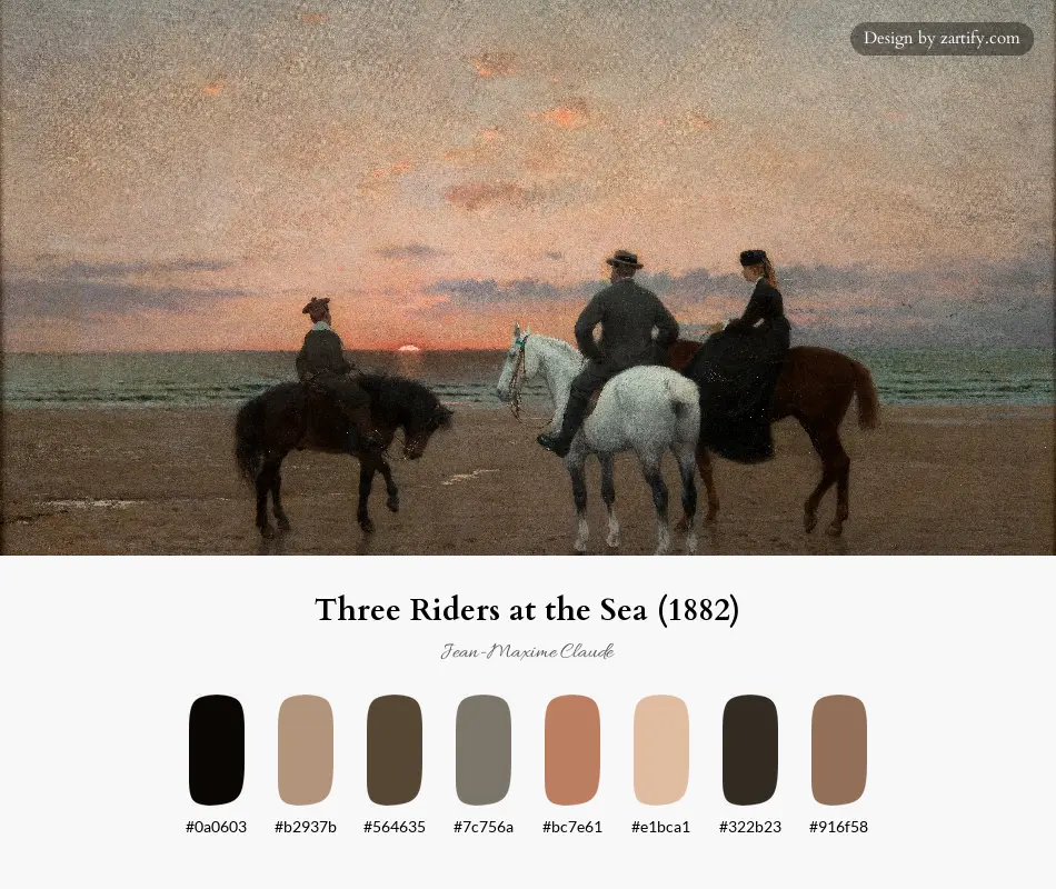 HEX color palette extracted from Three Riders at the Sea (1882)-palette by Jean-Maxime Claude