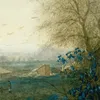 Landscape with a Farmhouse and a Peasant Wheeling a Barrow (1865)-d1 by Léon Bonvin