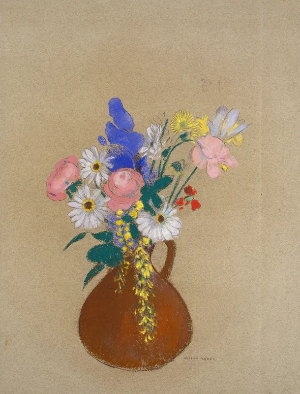 Blumenstrauß in brauner Tonvase (ca. 1900 – 1916)-full by Odilon Redon