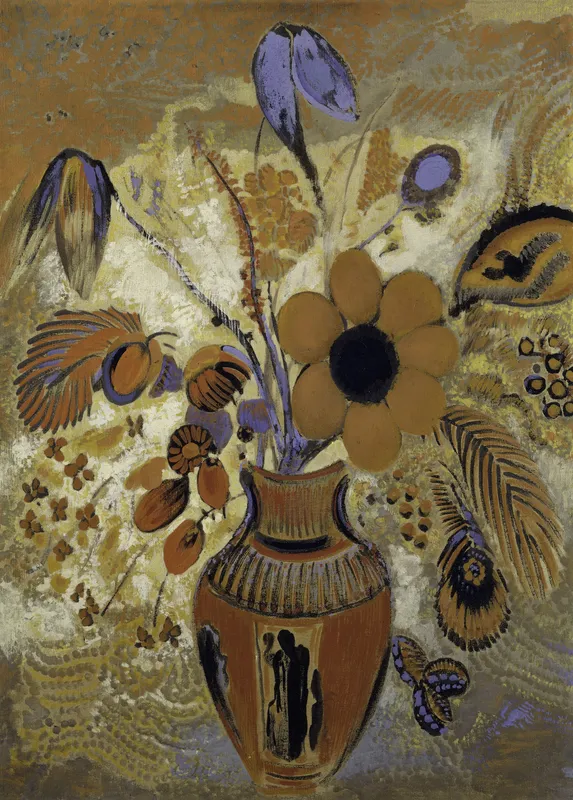 Etruscan Vase with Flowers (1900–1910)-full by Odilon Redon