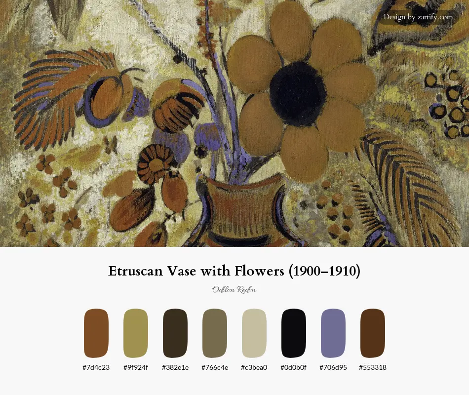 HEX color palette extracted from Etruscan Vase with Flowers (1900–1910)-palette by Odilon Redon