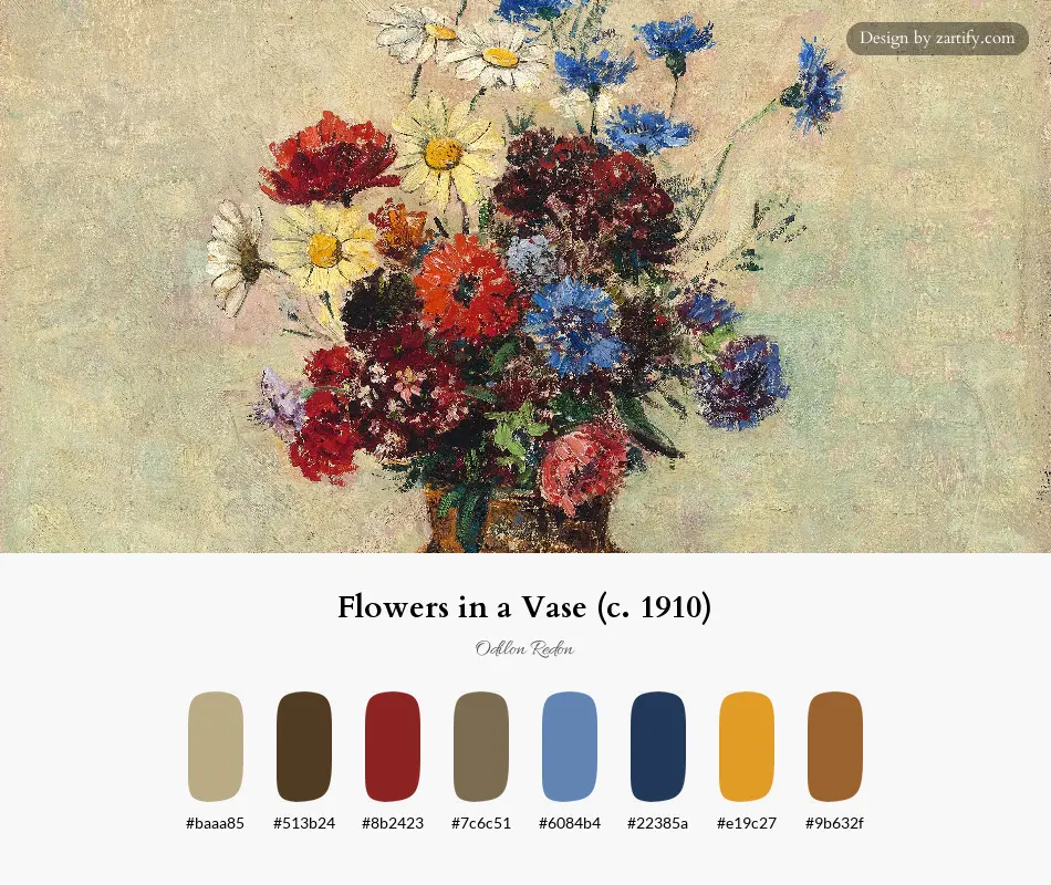 Flowers in a Vase (c. 1910)-palette by Odilon Redon