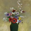 Large Green Vase with Mixed Flowers (1910 - 1912)-d2 by Odilon Redon