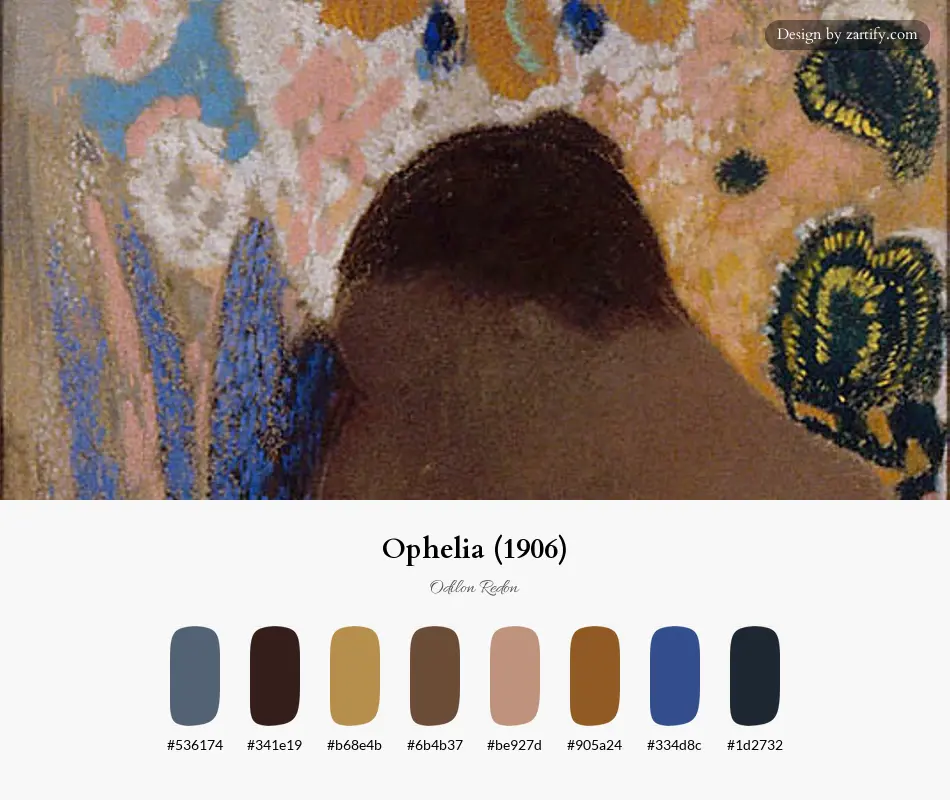 Ophelia (1906)-palette by Odilon Redon