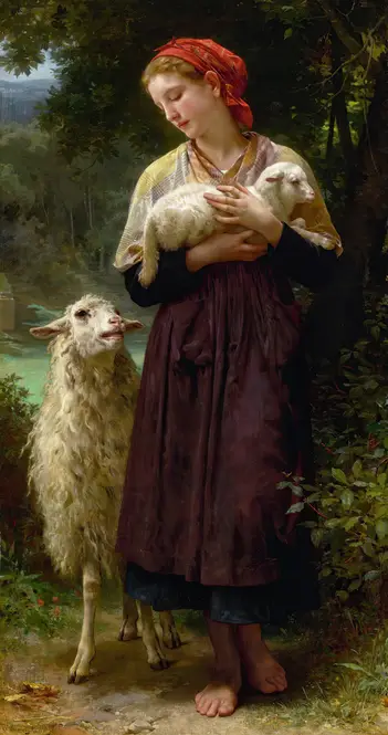 L’agneau Nouveau-Né (The Newborn Lamb) (1873) by William Bouguereau