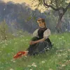 Gutach Woman in a Meadow (1900)-d2 by Franz Xaver Gräßel