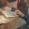 Zwei Mädchen im Garten (1892)-d1 by Fritz von Uhde