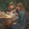 Zwei Mädchen im Garten (1892)-d2 by Fritz von Uhde