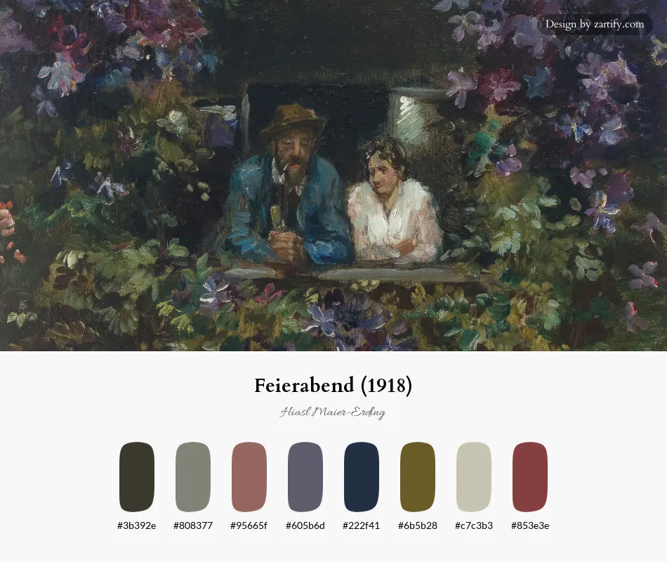 HEX color palette extracted from Feierabend (1918)-palette by Hiasl Maier-Erding