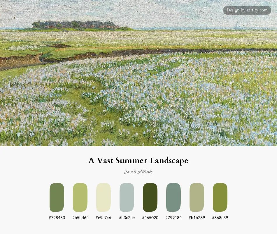 HEX color palette extracted from A Vast Summer Landscape-palette by Jacob Alberts