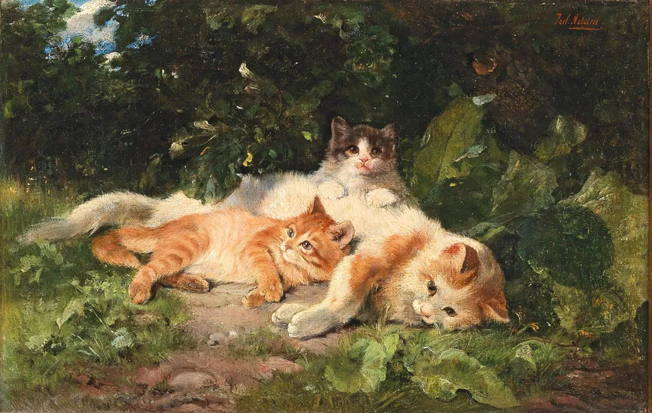 Cat with her Kittens by Julius Adam the elder