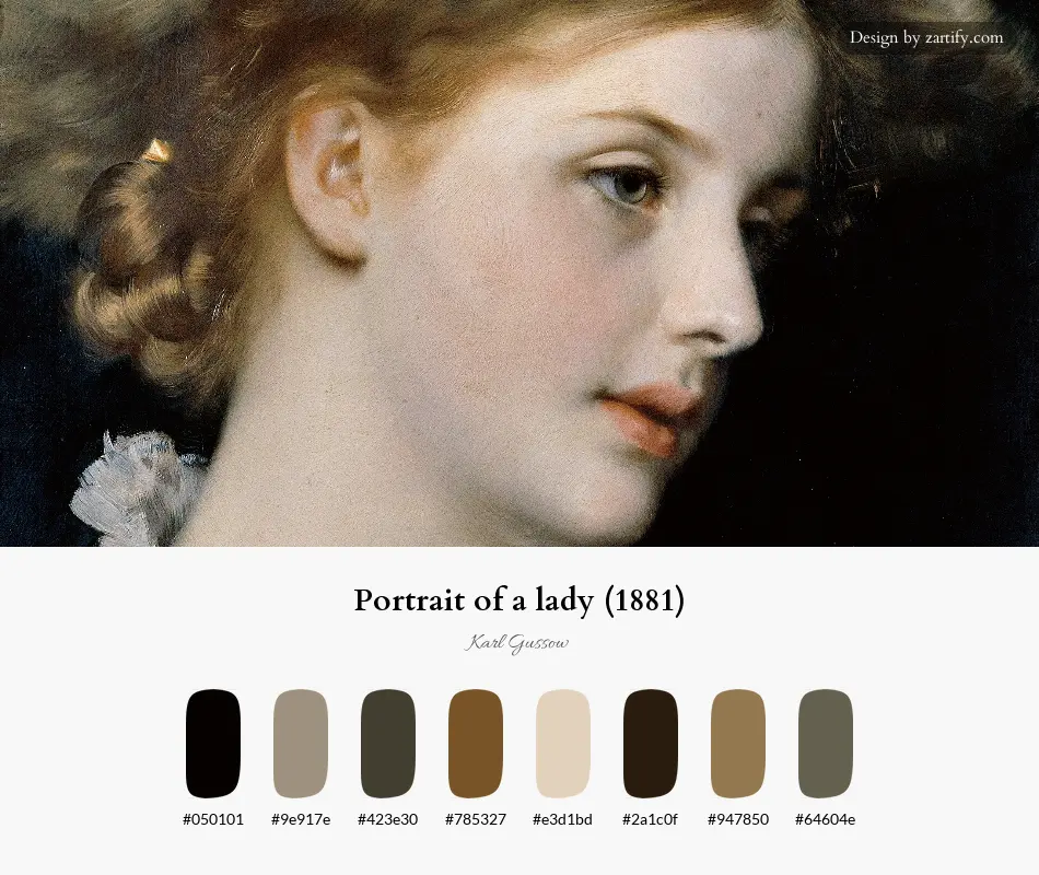 HEX color palette extracted from Portrait of a lady (1881)-palette by Karl Gussow