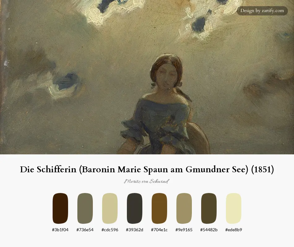 Die Schifferin (Baronin Marie Spaun am Gmundner See) (1851)-palette by Moritz von Schwind