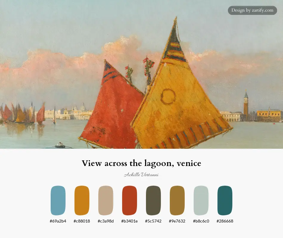 View across the lagoon, venice-palette by Achille Vertunni