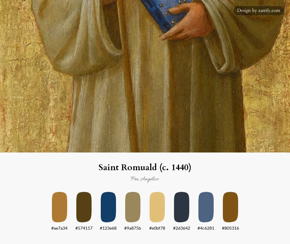 HEX color palette extracted from Saint Romuald (c. 1440)-palette by Fra Angelico