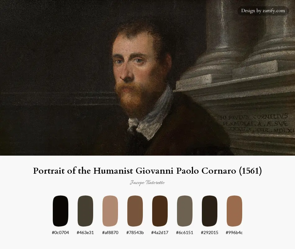 Portrait of the Humanist Giovanni Paolo Cornaro (1561)-palette by Jacopo Tintoretto