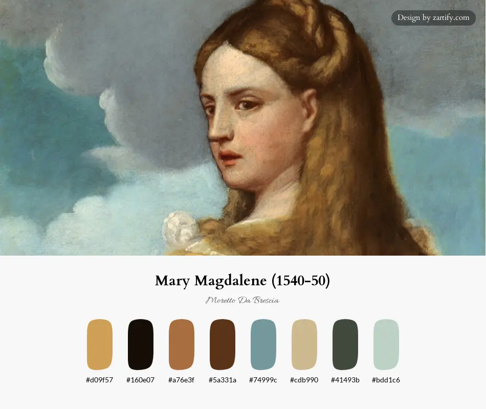 Mary Magdalene (1540-50)-palette by Moretto Da Brescia