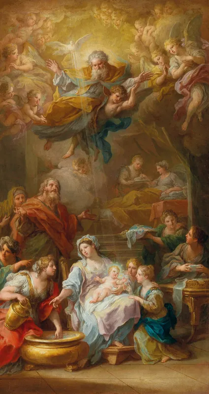 The Birth of the Virgin-full by Sebastiano Conca