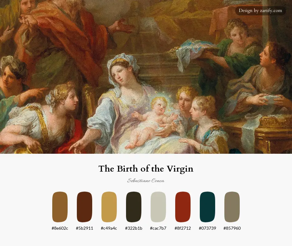 The Birth of the Virgin-palette by Sebastiano Conca