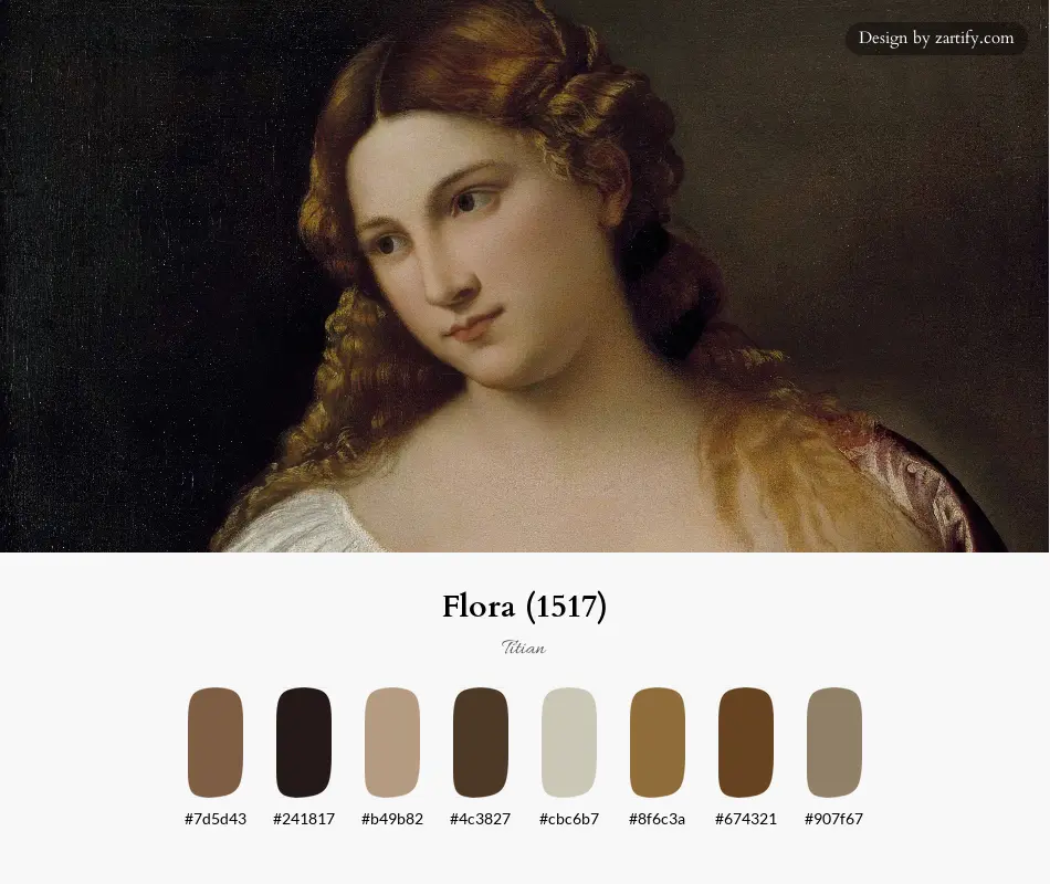 HEX color palette extracted from Flora (1517)-palette by Titian