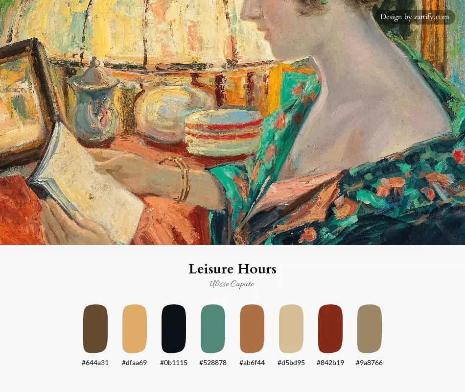 HEX color palette extracted from Leisure Hours-palette by Ulisse Caputo
