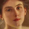 Portrait of a young woman with flowers-d1 by Albert Lynch