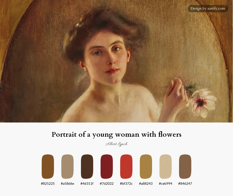 Portrait of a young woman with flowers-palette by Albert Lynch
