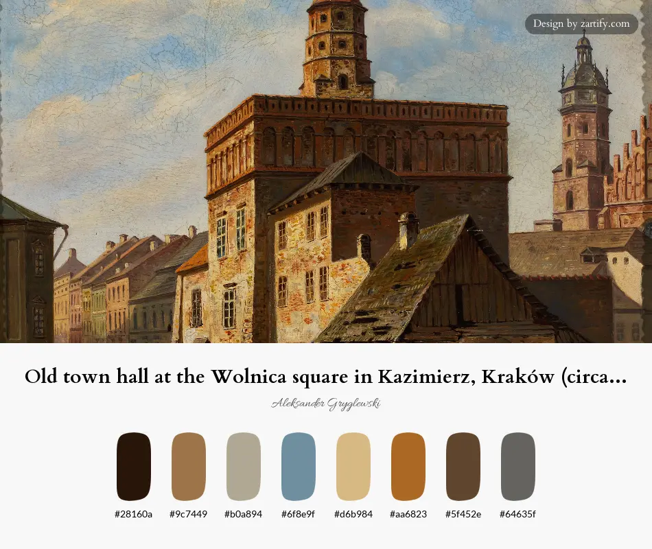 HEX color palette extracted from Old town hall at the Wolnica square in Kazimierz, Kraków (circa 1862)-palette by Aleksander Gryglewski
