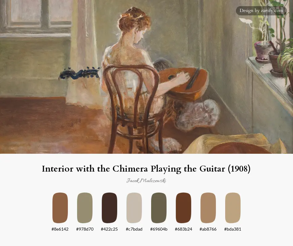 HEX color palette extracted from Interior with the Chimera Playing the Guitar (1908)-palette by Jacek Malczewski