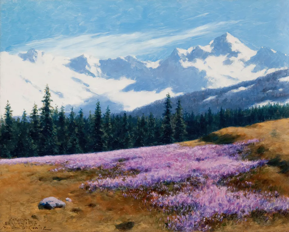 Crocuses with Snowy Mountains Behind (1897)-full by Stanisław Witkiewicz