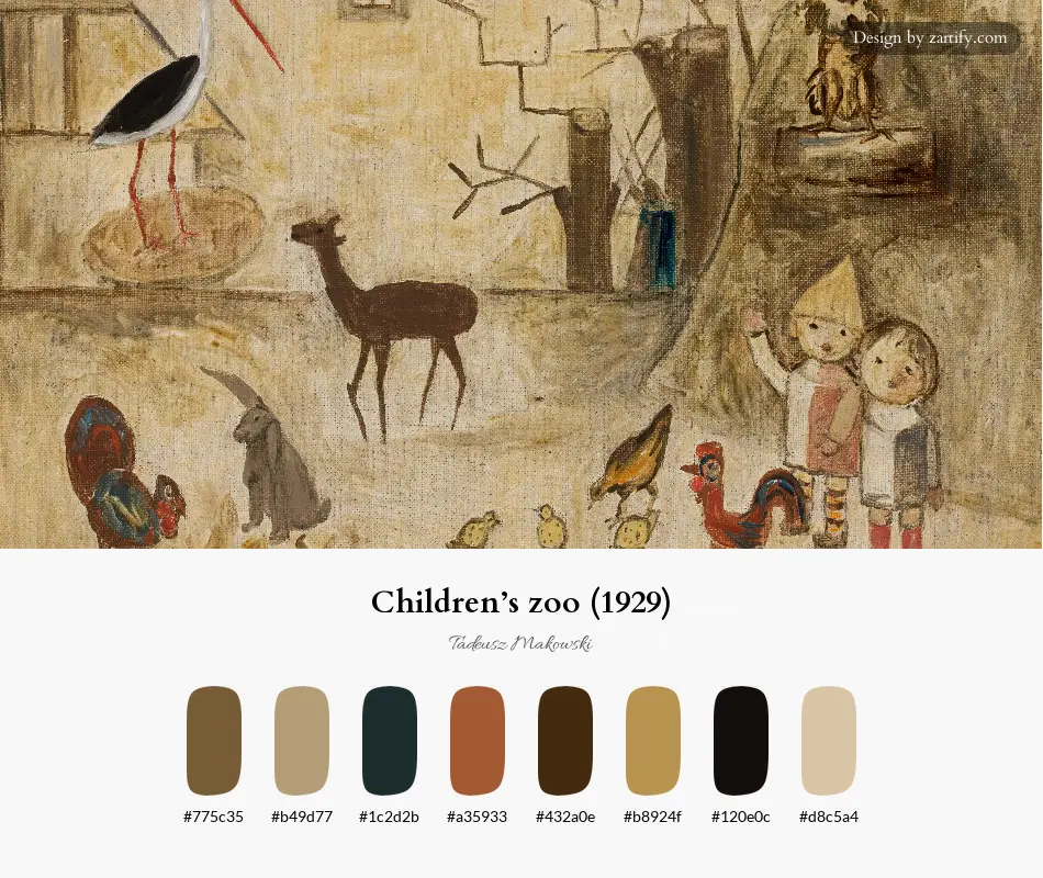 HEX color palette extracted from Children’s zoo (1929)-palette by Tadeusz Makowski