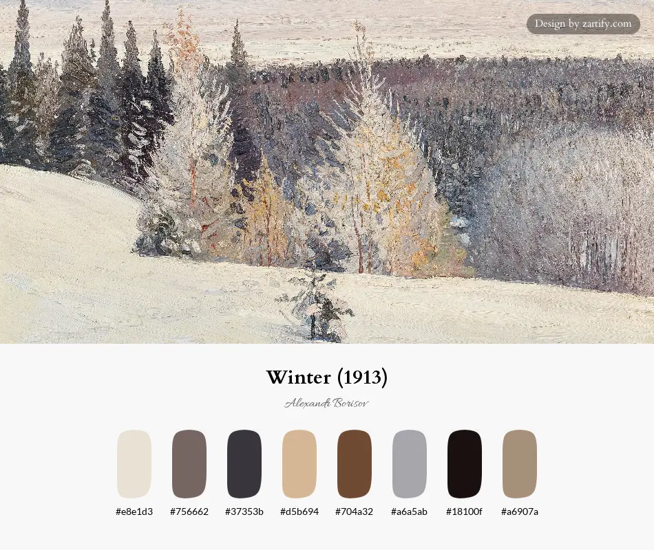 HEX color palette extracted from Winter (1913)-palette by Alexandr Borisov